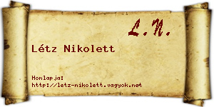 Létz Nikolett névjegykártya