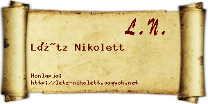 Létz Nikolett névjegykártya